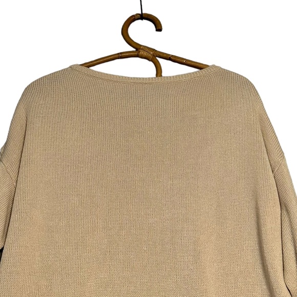 Eileen Fisher | Tan Knit Boxy‎ Fit Organic Linen Cotton Sweater Size S Oversized - Picture 6 of 11